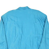 Womens Blue Textured Button Jacket L Polyester Blend Classic Relaxed Fit