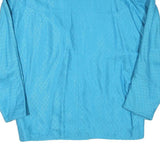 Womens Blue Textured Button Jacket L Polyester Blend Classic Relaxed Fit