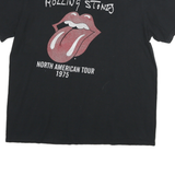 ROLLING STONES Mens Black North American Tour 1975 Graphic T-Shirt L Short