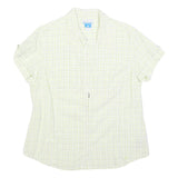 COLUMBIA Womens White & Green Check Shirt L Lightweight Casual Outdoor Summer