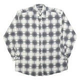 HAMLET Mens White & Grey Check Shirt L Cotton Blend Long Sleeve Button Closure
