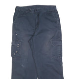 DICKIES Mens Cotton Blend Navy Relaxed Cargo Trousers W36 L32 Workwear Zip