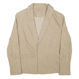 Womens Beige Cotton Blend Jacket M Woven Classic Fit Long Sleeve Plain Blazer