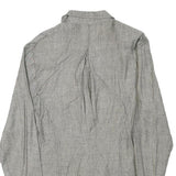 VITAMIN Mens Grey Linen Blend Jacket S Button Plain Lightweight Stylish Vintage