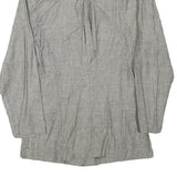 VITAMIN Mens Grey Linen Blend Jacket S Button Plain Lightweight Stylish Vintage