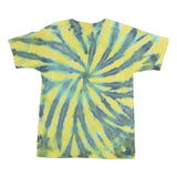 GILDAN Mens Yellow & Green Tie Dye T-Shirt L Short Sleeve Crew Neck Casual