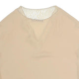 ZARA Womens Beige Lace Trim Top Short Sleeve V-Neck S Lightweight