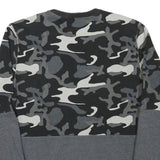 CHAMPION Mens Black & Grey Camouflage Logo Crew Neck S Cotton Blend Sweatshirt