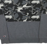 CHAMPION Mens Black & Grey Camouflage Logo Crew Neck S Cotton Blend Sweatshirt