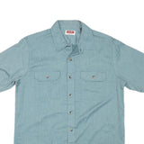 WRANGLER Mens Blue Cotton Blend Short Sleeve Shirt M Casual Utility Workwear