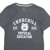 RUSSELL ATHLETIC Mens Grey Churchill Physical Education Graphic T-Shirt S Crew