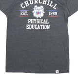 RUSSELL ATHLETIC Mens Grey Churchill Physical Education Graphic T-Shirt S Crew