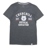 RUSSELL ATHLETIC Mens Grey Churchill Physical Education Graphic T-Shirt S Crew