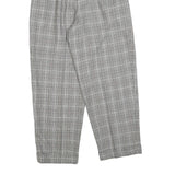 Womens Grey Checked Regular Fit Tapered Trousers W24 L25 Stylish Tailored