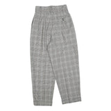 Womens Grey Checked Regular Fit Tapered Trousers W24 L25 Stylish Tailored