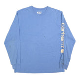 CARHARTT Mens Blue Graphic T-Shirt M Long Sleeve Crew Neck Logo Print