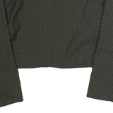 Womens Black Green Jacket L Cotton Blend Button Check Crop Top Retro