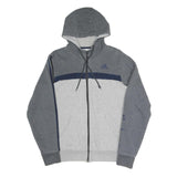 ADIDAS Mens Grey & Navy Full Zip Hoodie S Casual Sports Sweatshirt