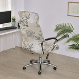Anyseat Office Chair Cover – Beige Floral Tropical, Zippered Elastic Stretch, High‑Back Slipcover Protector
