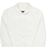 TOMMY HILFIGER Womens White Button Cotton Blend Jacket M Plain Classic Fit
