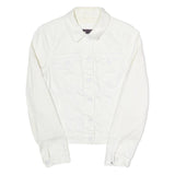 TOMMY HILFIGER Womens White Button Cotton Blend Jacket M Plain Classic Fit