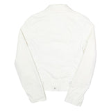 TOMMY HILFIGER Womens White Button Cotton Blend Jacket M Plain Classic Fit