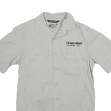 CARHARTT Mens Grey & Light Grey Cotton Blend Short Sleeve Shirt S Workwear