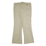 DICKIES Womens Beige Cotton Blend Regular Straight Trousers W35 L30 Workwear