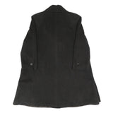 Womens Black Wool Blend Button Jacket UK 12 Classic Coat Plain Elegant