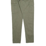 INDICODE JEANS Womens Cotton Blend Green Slim Cargo Trousers W26 L30 Drawstring