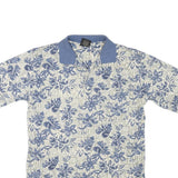 CAMBRIDGE CLASSICS Womens Blue & Cream Floral Short Sleeve Polo Shirt S Cotton