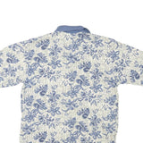 CAMBRIDGE CLASSICS Womens Blue & Cream Floral Short Sleeve Polo Shirt S Cotton