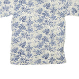 CAMBRIDGE CLASSICS Womens Blue & Cream Floral Short Sleeve Polo Shirt S Cotton
