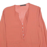 ZARA WOMAN Womens Coral Button Shirt Long Sleeve V-Neck S Lightweight Top