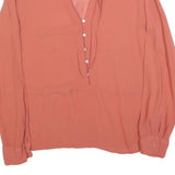 ZARA WOMAN Womens Coral Button Shirt Long Sleeve V-Neck S Lightweight Top