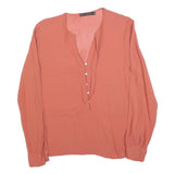 ZARA WOMAN Womens Coral Button Shirt Long Sleeve V-Neck S Lightweight Top