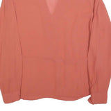 ZARA WOMAN Womens Coral Button Shirt Long Sleeve V-Neck S Lightweight Top