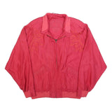 CARLO COLUCCI Mens Red Silk Bomber XL Woven Plain Zip Jacket Elegant Retro