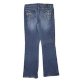 TRU LUXI JEANS Womens Blue Regular Fit Bootcut Denim W36 L33 Embellished Pockets