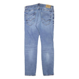 GUESS Mens Slim Blue Denim Jeans W33 L31 Distressed Cotton Blend Button Closure