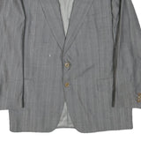 ROBERTO CAVALLI Mens Grey Wool Blend Jacket M Woven Stripe Button Closure