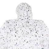 CHAMPION Womens White & Black Graphic Print Hooded Nylon Jacket M Zip Patterned