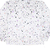 CHAMPION Womens White & Black Graphic Print Hooded Nylon Jacket M Zip Patterned