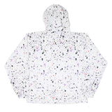 CHAMPION Womens White & Black Graphic Print Hooded Nylon Jacket M Zip Patterned