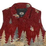 COUNTRY CLOTHING CO Womens Red Woodland Animal Acrylic Blend Button Jacket XL