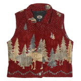 COUNTRY CLOTHING CO Womens Red Woodland Animal Acrylic Blend Button Jacket XL