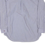 TOMMY HILFIGER Mens Blue & White Stripe Cotton Blend Shirt L Button Down Pocket