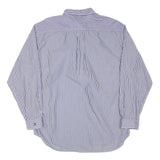 TOMMY HILFIGER Mens Blue & White Stripe Cotton Blend Shirt L Button Down Pocket