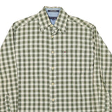 TOMMY HILFIGER Mens Green & White Check Shirt S Classic Cotton Blend Long Sleeve