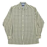 TOMMY HILFIGER Mens Green & White Check Shirt S Classic Cotton Blend Long Sleeve